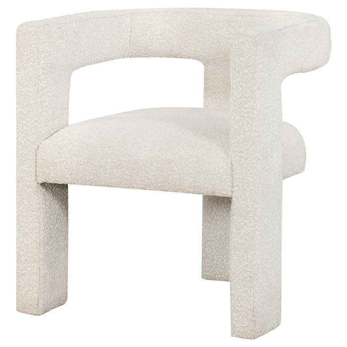 Verda - Upholstered Accent Side Chair In Soft With Rounded Open Back And 3 Leg Base - White Furniture Max