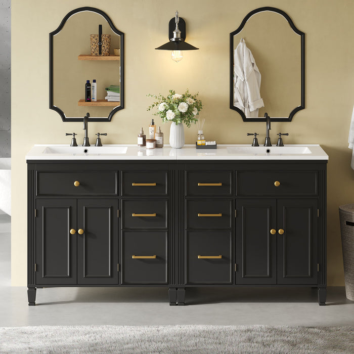 2 Piece Freestanding Bathroom Vanity Set With Sink Top, Reversible Dual Layout Noble House