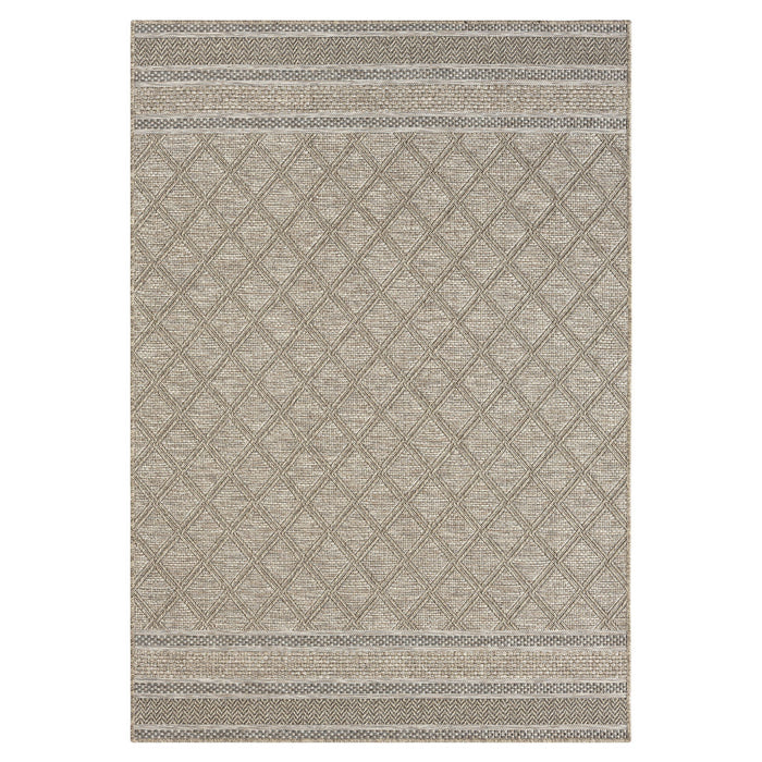 5' X 7' Geometric Handmade Outdoor / Indoor Area Rug - Gray