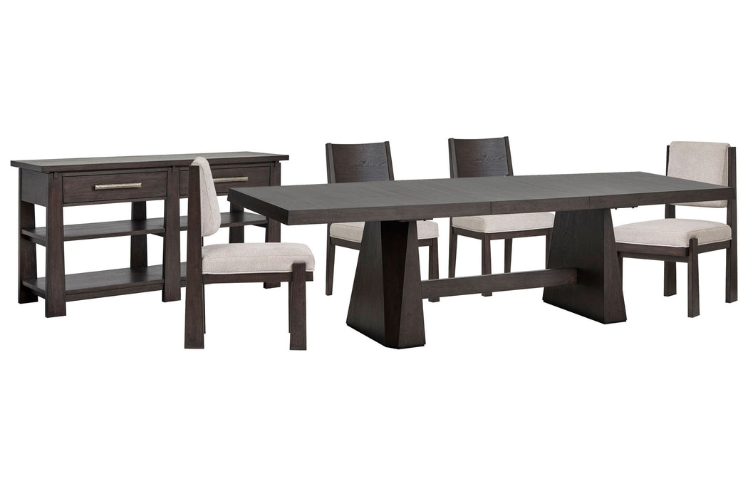 Tauren - 6 Piece Extendable Double Pedestal Dining Table Set Magnussen Furniture
