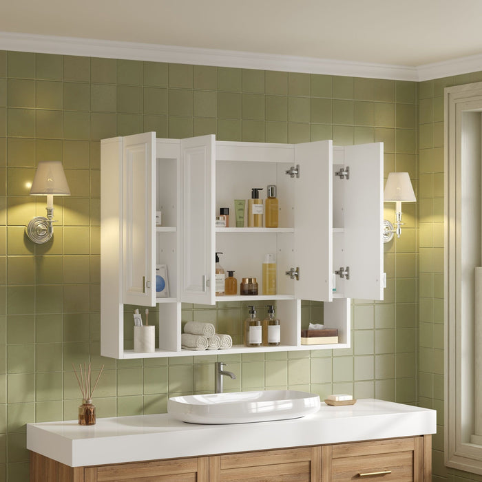 Bathroom Cabinet With 3 Adjustable Shelves Wall Mounted Medicine Cabinet, Soft Closing Hinges, Open Shelving Design - White Hearth and Haven