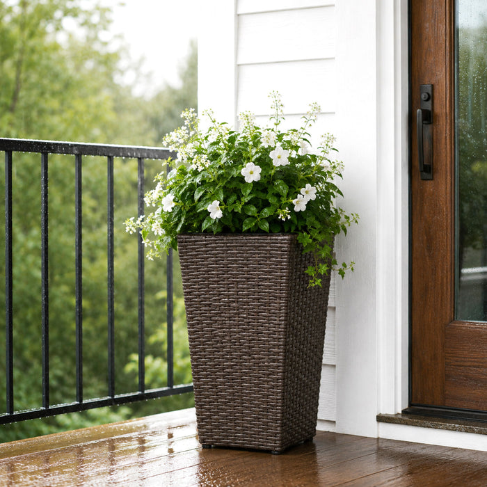 Solhome - Indoor / Outdoor Decorative Planter With Removable Insert (Set of 2) - Brown Ebony Daily Nest