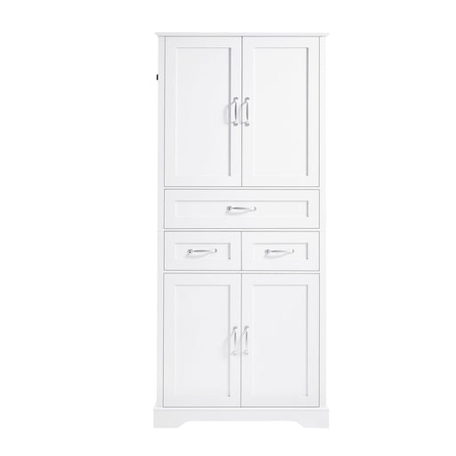 Tall Bathroom Storage Cabinet With 4 Doors 3 Drawers Adjustable Shelves - White Hearth and Haven