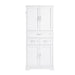 Tall Bathroom Storage Cabinet With 4 Doors 3 Drawers Adjustable Shelves - White Hearth and Haven