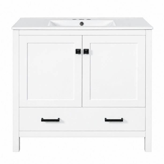 Bathroom Vanity With Sink, Soft Close Doors, Double Shelves & Divided Drawer Hearth and Haven