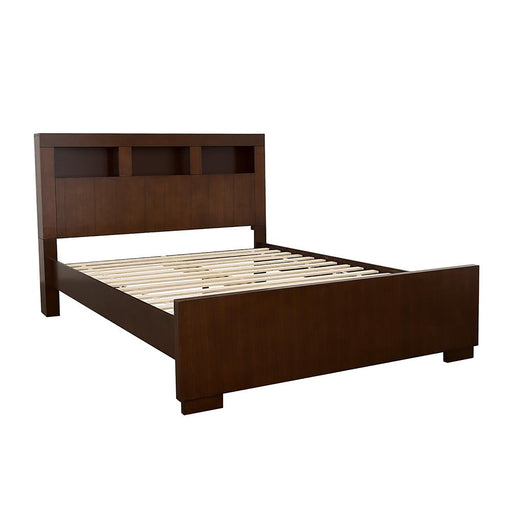Queen Bed With Bookcase Headboard - Brown Furniture Max