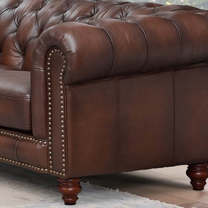 Alton Bay-Top Grain Leather Loveseat - Brown