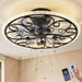 Flower Caged Ceiling Fan With LED Light And Remote Control - Matte Black Daily Nest