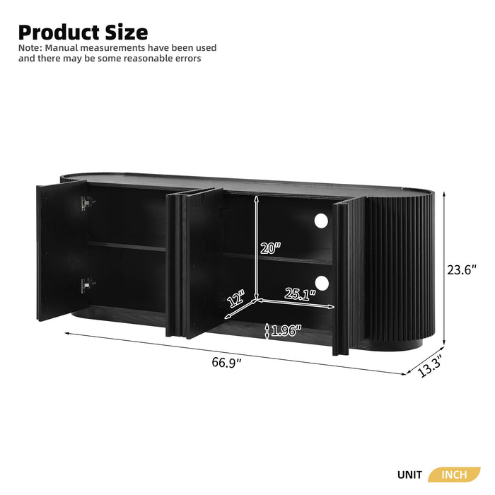TV Stand With Fluted Tambour Style Door Hearth and Haven