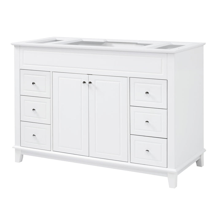 Bathroom Vanity Cabinet Only, 6 Soft Close Drawers & Double Doors - White Noble House