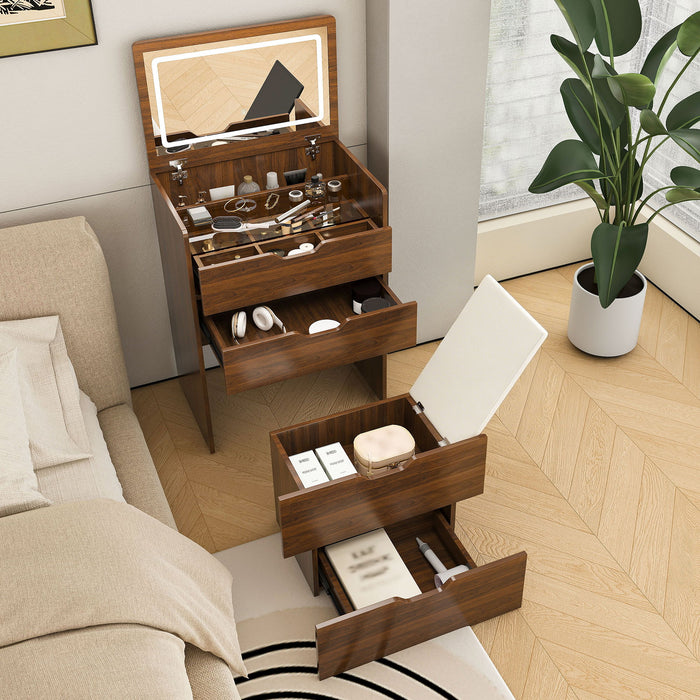 Vanity Desk With Lighted Mirror & Stool Home Essentials