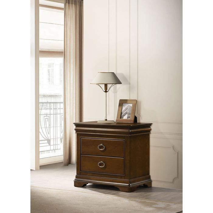 Leonide - 2 Drawer Nightstand With USB Charging And Hidden Storage - Cherry Furniture Max