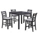 Dining Table Set With 4 Cross Back Chairs, Upholstered Cushions - Charcoal Home Essentials
