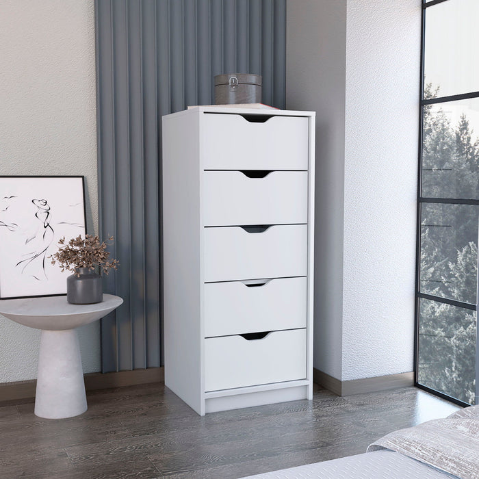 18" Five Drawer Standard Chest - White