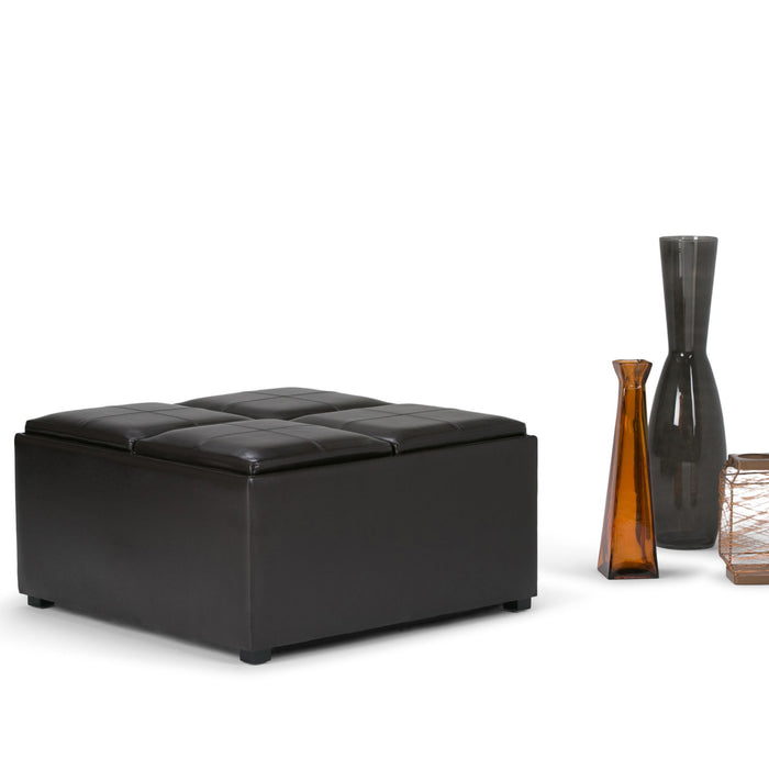 Avalon - Square Coffee Table Storage Ottoman - Tanners Brown Simpli-Home