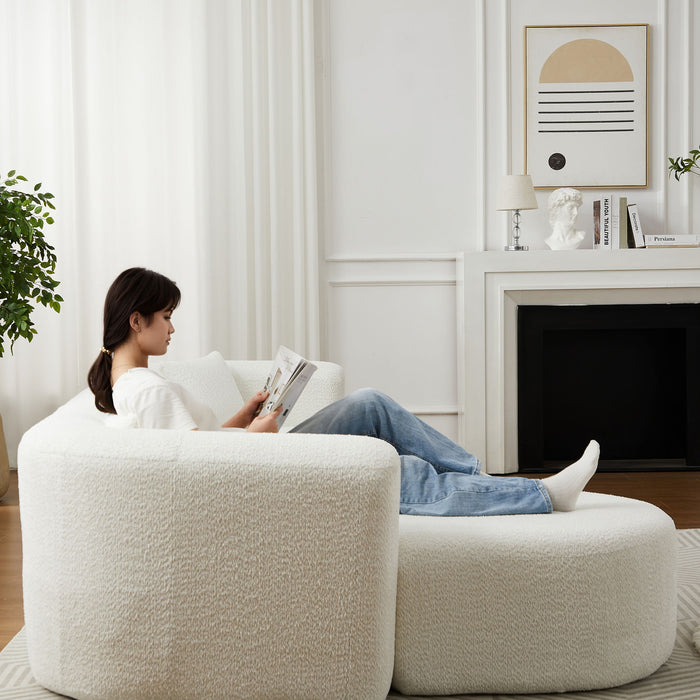L - Shape Boneless Cloud Couch With 2 Throw Pillows For Living Room Home Essentials