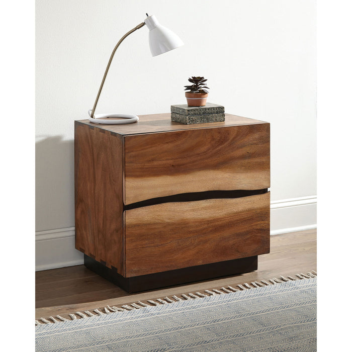 2 Drawer Nightstand With Drawer - Brown