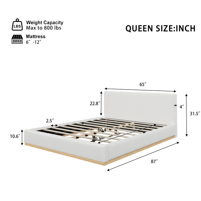 Queen Upholstered Bed - Natural / White Noble House