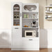 Tall Freestanding Kitchen Pantry Cabinet With Arched Glass Door Hearth and Haven