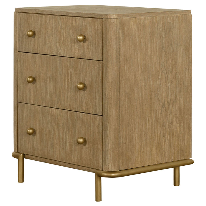 3 Drawer Nightstand With USB Ports - Brown Furniture Max
