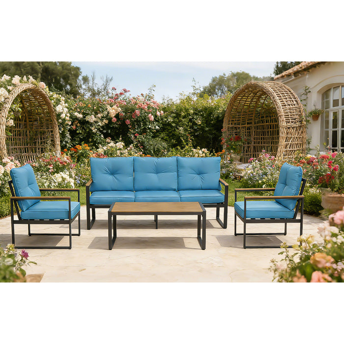 Oversized Outdoor Conversation Set, 5 Seater - Blue Home Essentials