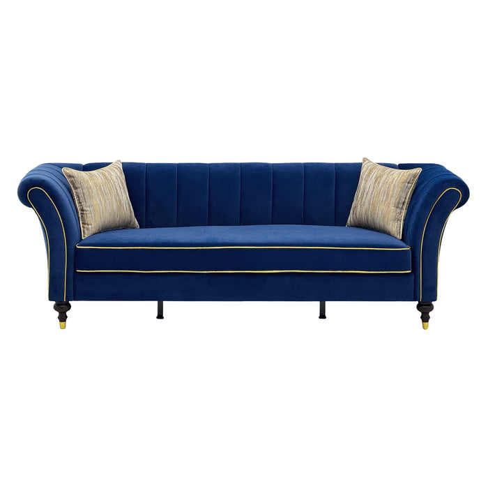 3 Seater Sofa With Rolled Arms, Vertical Channel Tufted Backrest Home Essentials