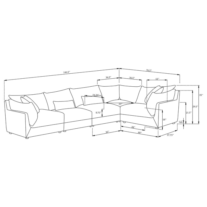 Tomasina - Modular Sectional Sofa With Corner, Armless Chairs And Armchairs - Black