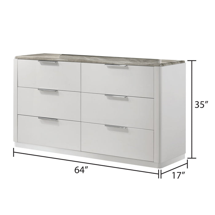 Jazz - 6 Drawer Dresser (Mirror Not Included) - White Matrix Furniture Group