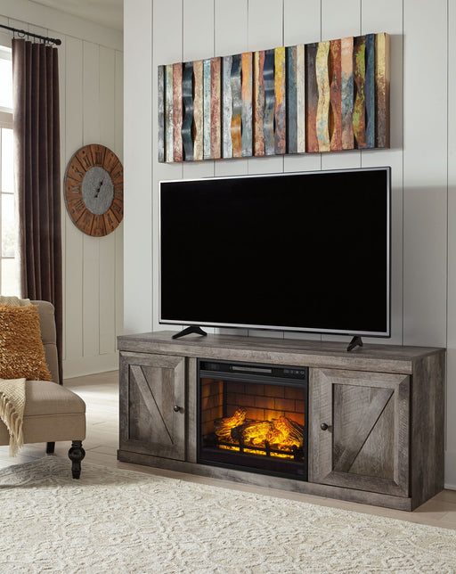 Wynnlow - TV Stand With Faux Firebrick Fireplace Insert - Gray Signature Design by Ashley®