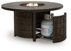 Monterey Point - Round Fire Pit Table - Dark Brown Signature Design by Ashley®
