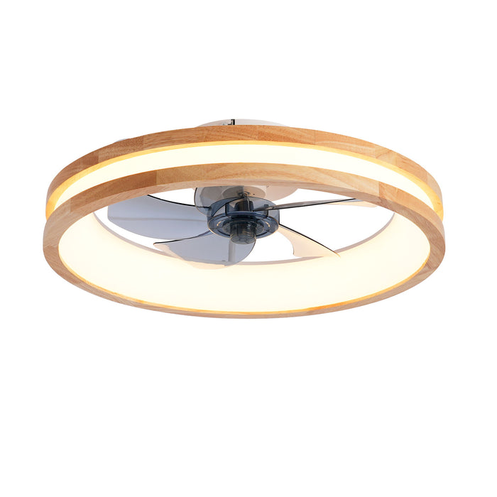 Ceiling Fans With LED Light Source And Remote Control, 3000 - 6500K Dimmable, 6 Speeds, Quiet DC Motor For Living Room - Natural Wood / White Daily Nest