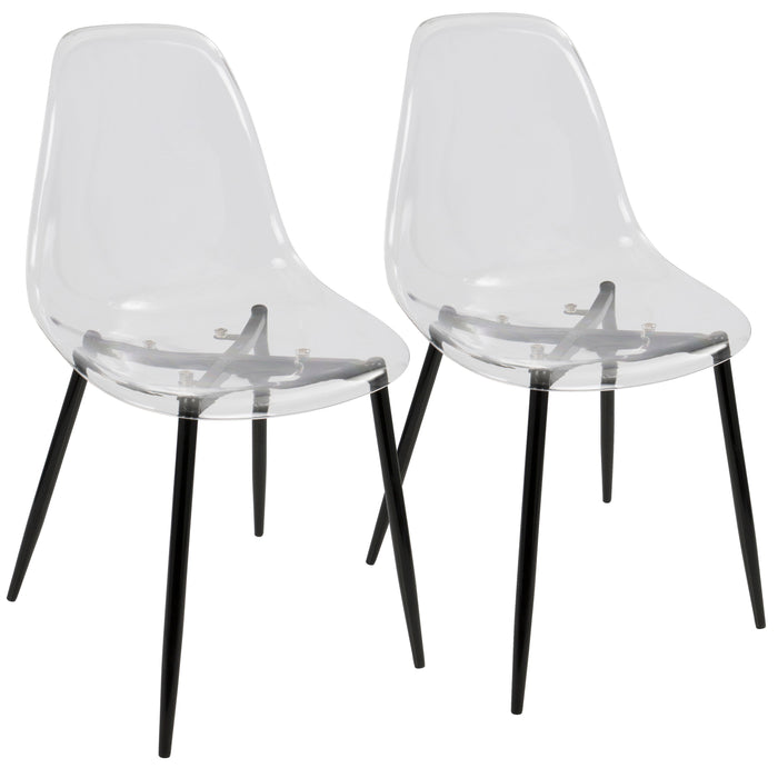 Clara - Mid-Century Modern Dining Chair (Set of 2) - Black / Clear