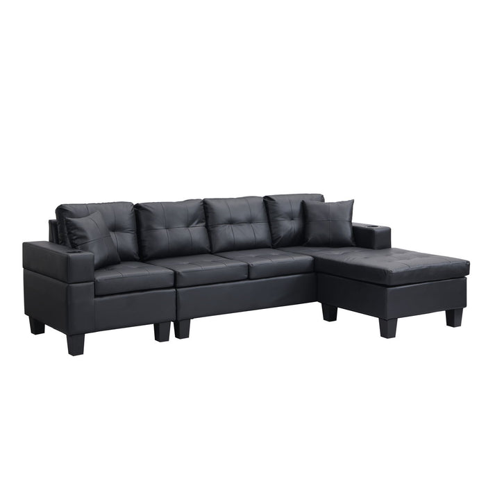 Sectional Sofa For Living Room With L Shape Chaise Lounge, Cup Holder And Left Or Right Hand Chaise Modern 4 Seat