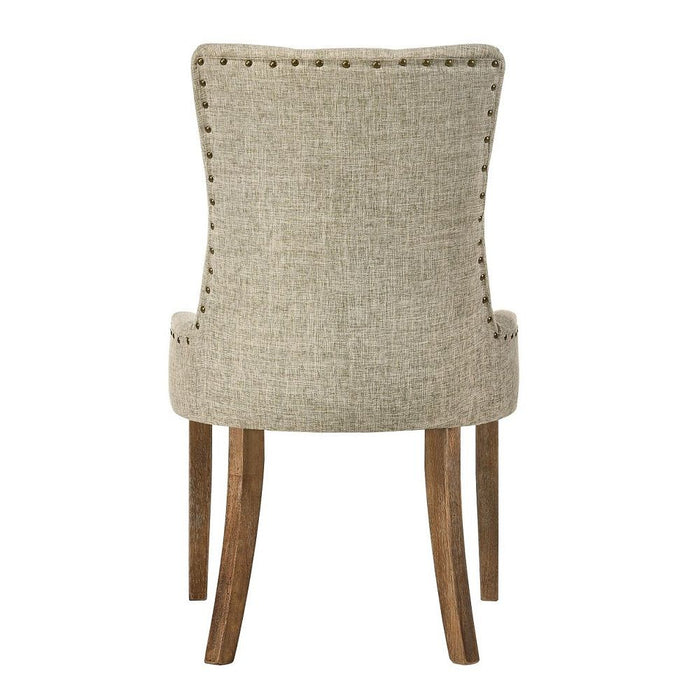 Yotam - Side Chair (Set of 2) - Beige Fabric & Salvaged Oak ACME