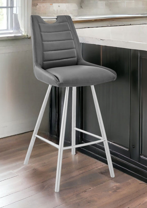 Iron Counter Height Bar Chair - Gray / Silver