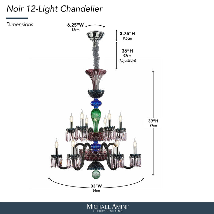 Michael Amini Lighting - Noir 12-Light Traditional Crystal Chandelier - Black Michael Amini