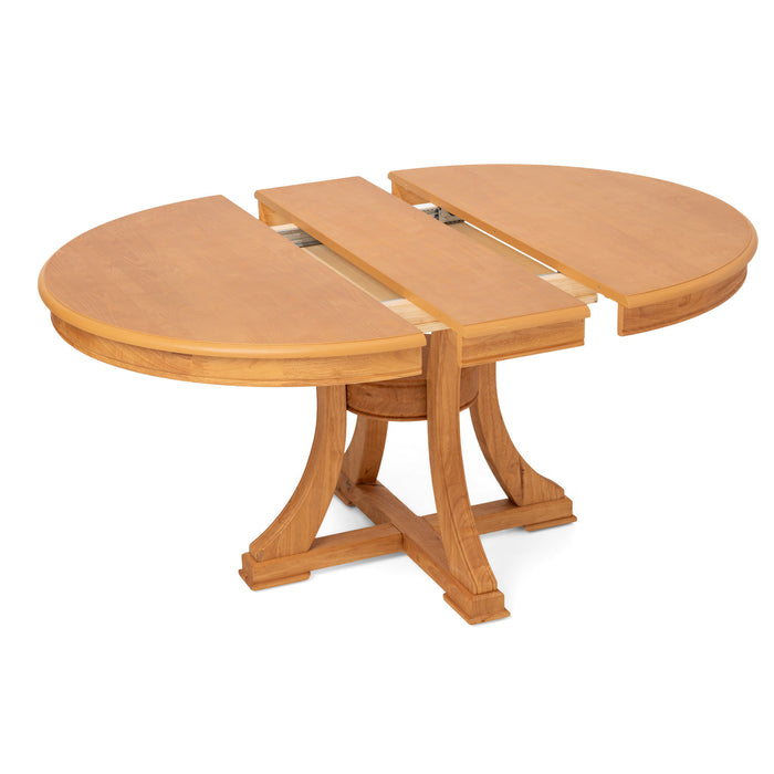 Extendable Round Dining Table, Adjustable Length, Construction With Space Saving Design - Natural Wood Home Essentials