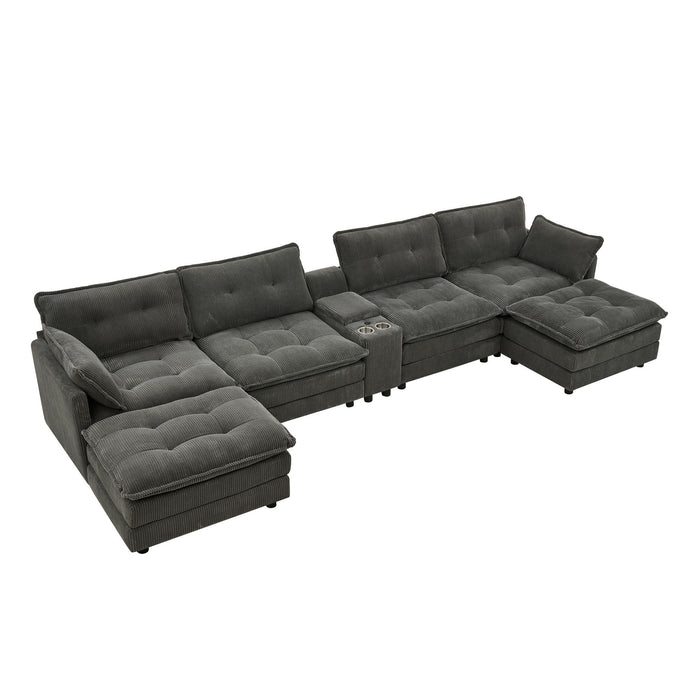 Oversized Modular Sectional Sofa With Multi Functional Console Home Essentials