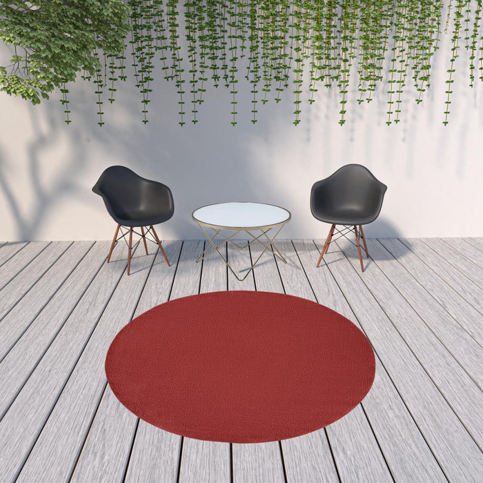 8' X 8' Round Non Skid Indoor / Outdoor Area Rug - Brick Red