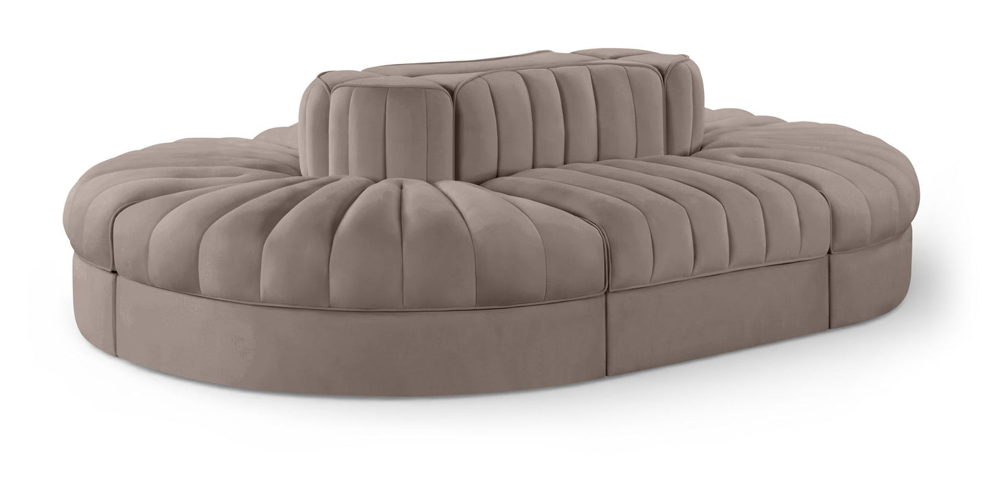 Rummi - Oval Velvet Performance Fabric Upholstered 6 Piece Modular Sectional Meridian Furniture