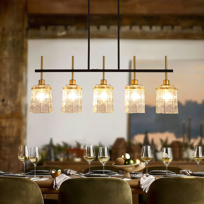 Chandelier 5 Light, Fixture Over Table - Black / Gold Daily Nest