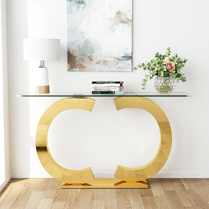Dual C - Shaped Console Table Home Essentials