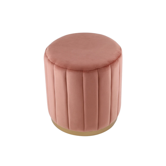 Velvet Round Ottoman - Blush / Gold