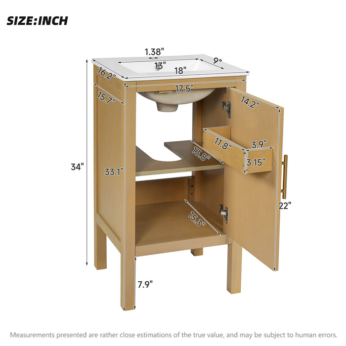 Bathroom Cabinet With Sink, Adjustable Shelf, Soft Closing Hinges - Natural Wood Hearth and Haven