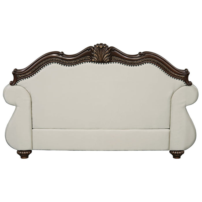 Pierce - Loveseat With 3 Pillows - Beige Fabric & Cherry ACME
