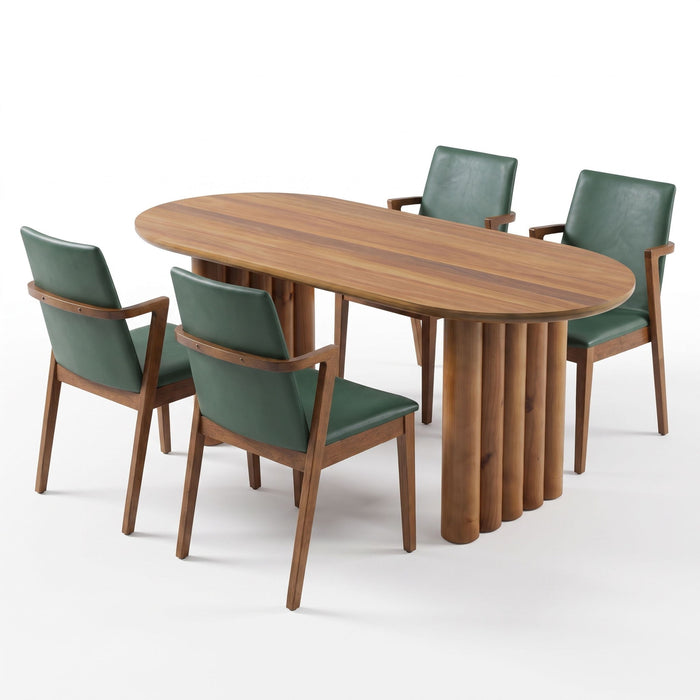 5 Piece Indoor Dining Set With Oval Table And Chairs Noble House