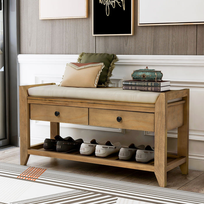 Multipurpose Entryway Shoe Rack With Cushioned Seat And Drawers Hearth and Haven