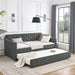 Twin Upholstered Daybed With Trundle, Waved Arms - Gray Home Essentials