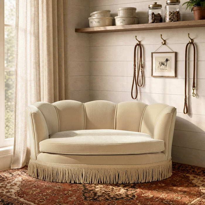 Clara - Medium Scalloped Pet Sofa Bed - Brown Jennifer Taylor Home
