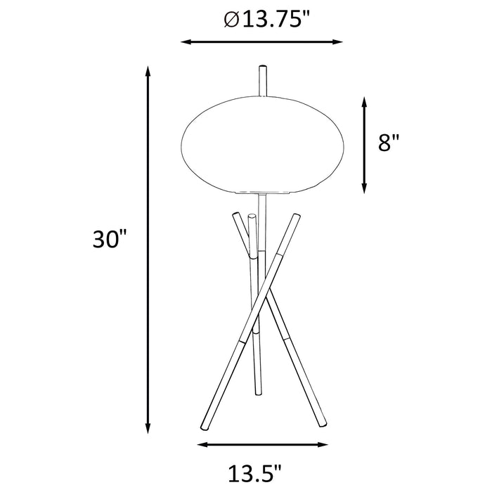 Clarendon - Orb Shade Tripod Table Lamp Desk & Bedside Lamp - Black Furniture Max